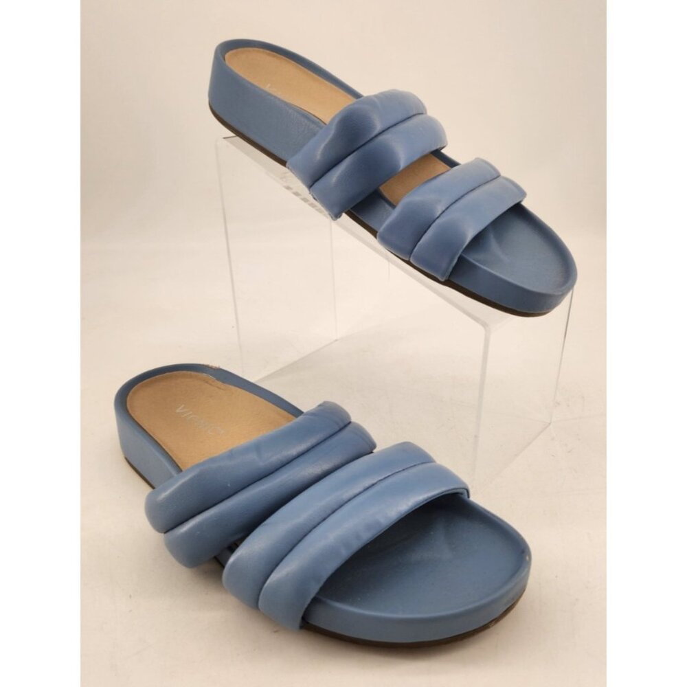Vionic Mayla Women's Size 8.5 Puffy Blue Slip On Comfort Strap Slide‎ Sandals